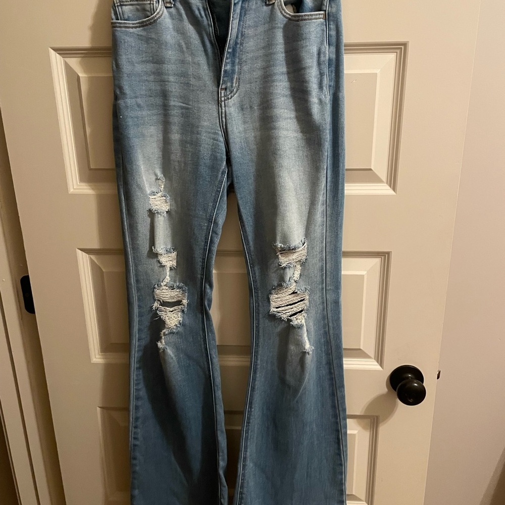 Cello Blue Flare Wide Leg Jeans